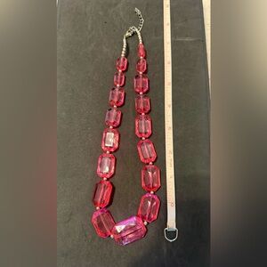 Pink Faceted Clear Acrylic Bead Necklace - Women's Jewelry